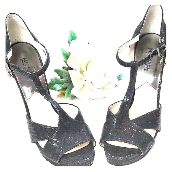 Michael Kors Sparkly T-Strap Sandals - Picture 1 of 5